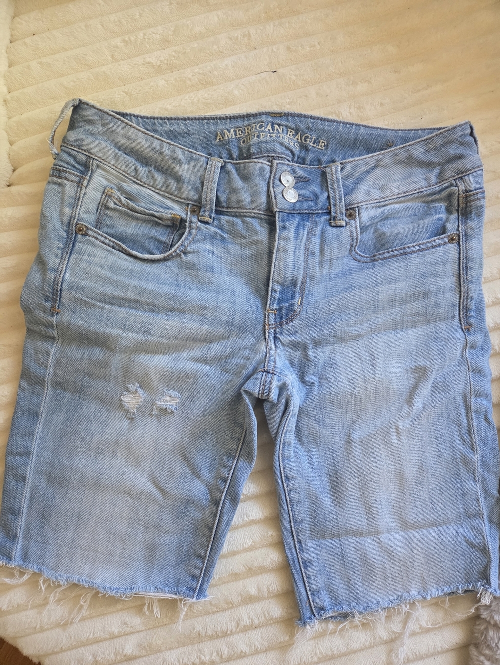 American Eagle Outfitters Light Blue Cropped Denim Bermuda Shorts